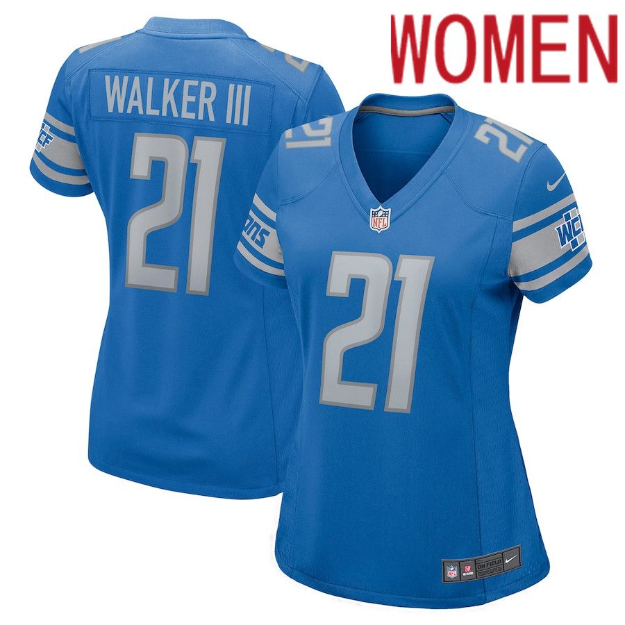 Women Detroit Lions 21 Tracy Walker III Nike Blue Game NFL Jersey